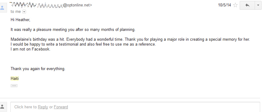 Kids Spa Party Review By Email